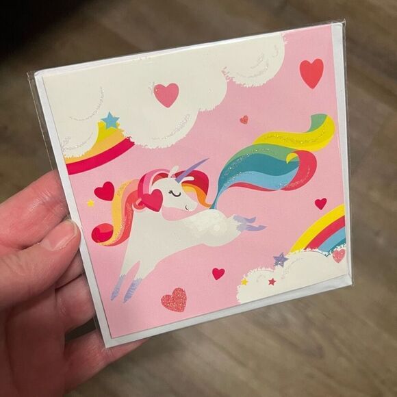 Pop-up Unicorn Valentine’s Day Card 4.5” x 4.5” You Are Enchanting Pink NWT New - Picture 7 of 10